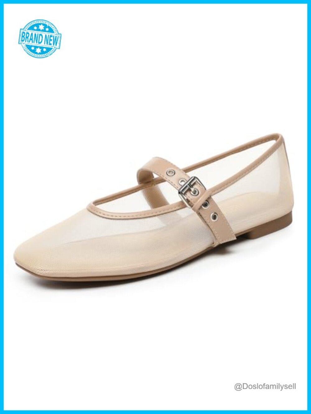 Mesh Ballet Flats Square Toe Mary Jane Ballerina Shoes